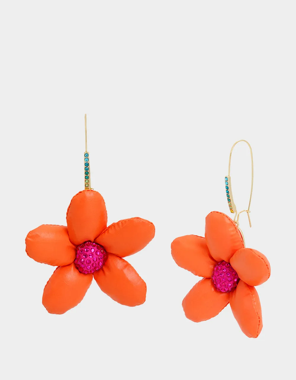 BETSEYS PUFFY FLOWERS HOOK EARRINGS ORANGE sold by Betsey Johnson