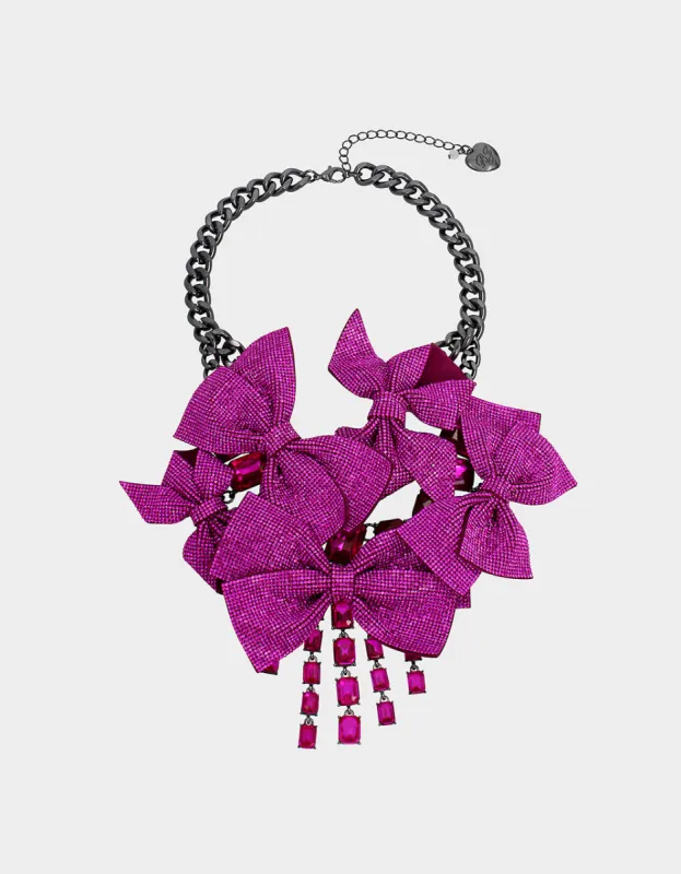 BETSEYS BOWS BIB NECKLACE PINK sold by Betsey Johnson