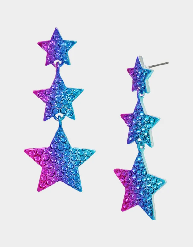 MISS USA STAR LINEAR EARRINGS MULTI sold by Betsey Johnson