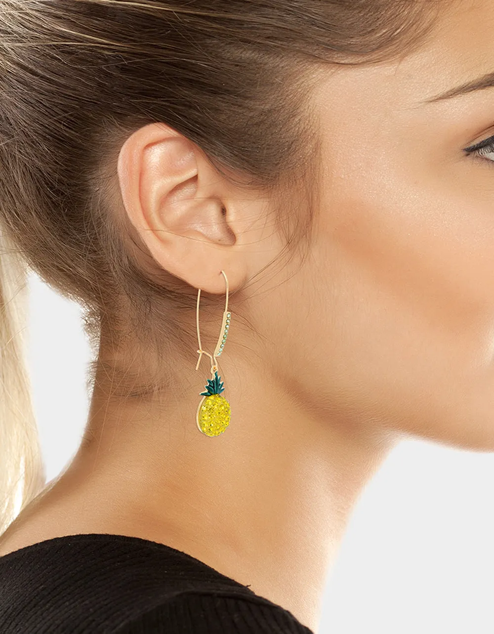 BETSEYS POOL PARTY PINEAPPLE HOOK EARRINGS YELLOW sold by Betsey Johnson product image thumbnail 3