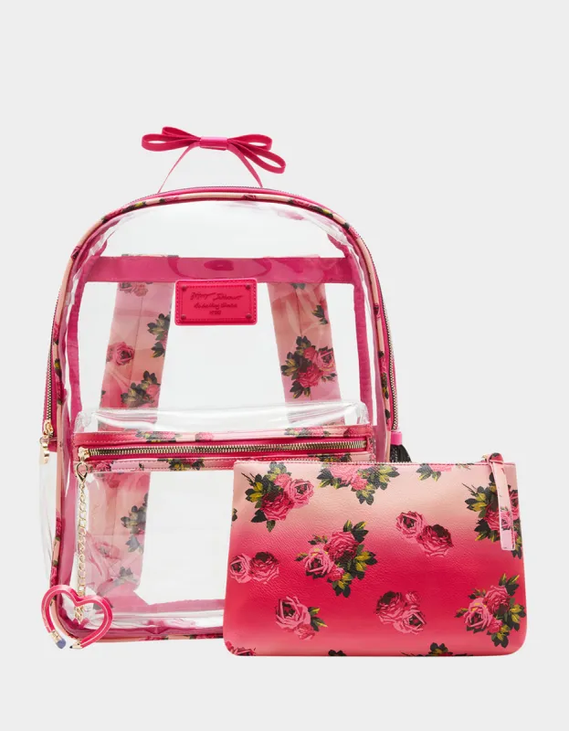 LARGE CLEAR BACKPACK FLORAL PRINT sold by Betsey Johnson