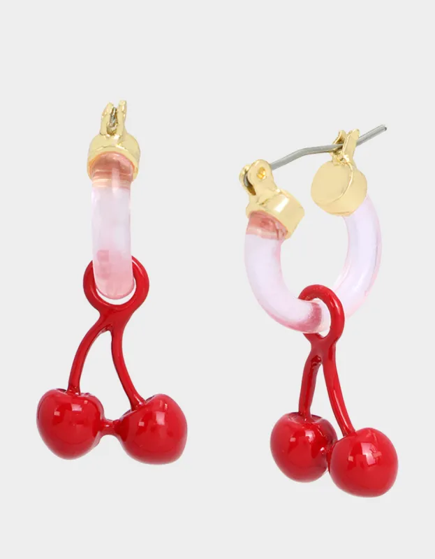 BETSEYS POOL PARTY CHERRY HUGGIE EARRINGS RED sold by Betsey Johnson