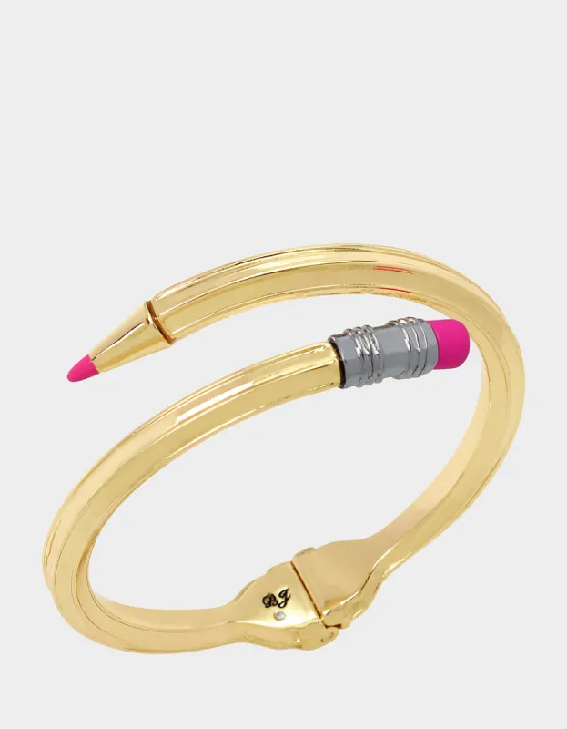 CHARM SCHOOL PENCIL BANGLE GOLD sold by Betsey Johnson