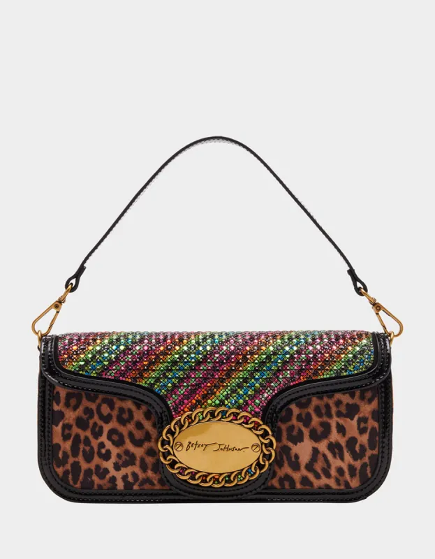 RAINBOW RHINESTONE SHOULDER BAG MULTI sold by Betsey Johnson