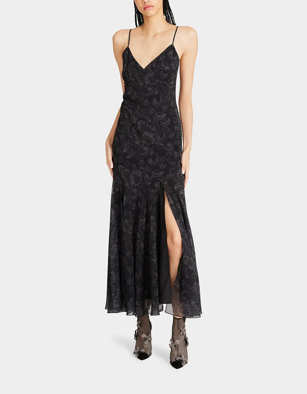 ADDISON MIDI DRESS VINTAGE BLACK MULTI sold by Betsey Johnson