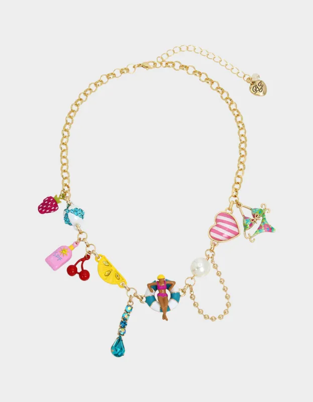 BETSEYS POOL PARTY CHARM FRONTAL NECKLACE MULTI sold by Betsey Johnson