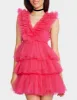 BETSEYS TIERED TULLE DRESS HOT PINK sold by Betsey Johnson