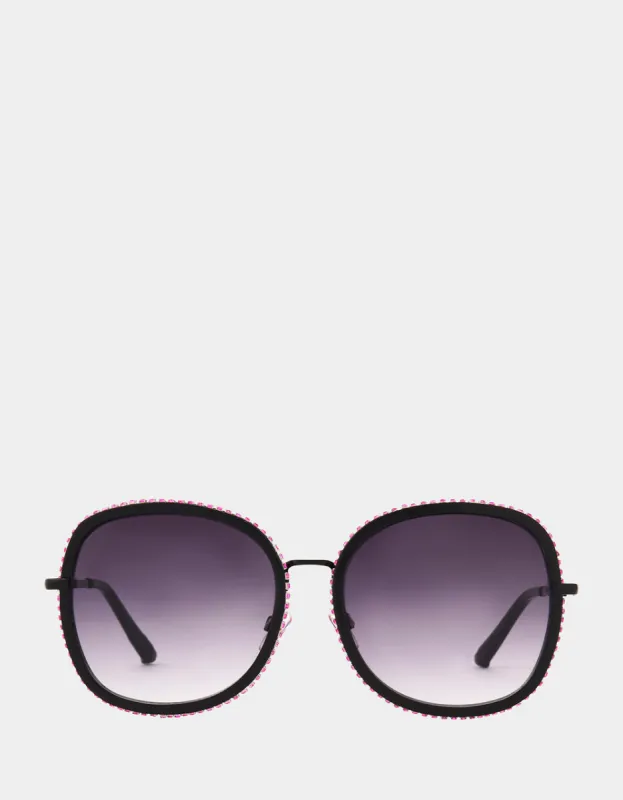 ALL THE TRIMMINGS SUNGLASSES BLACK made by Betsey Johnson