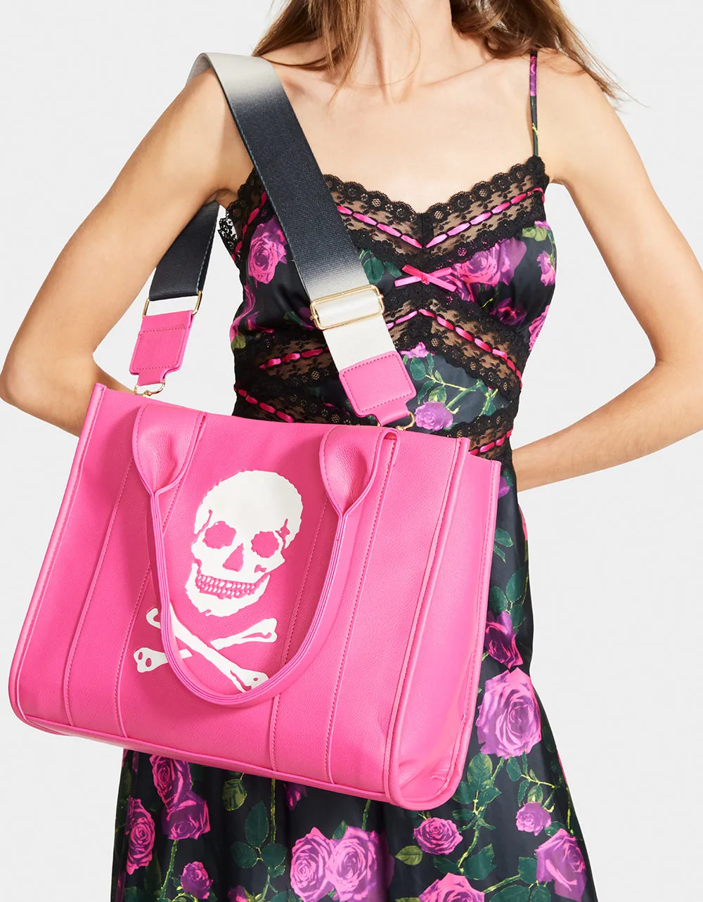 SKULLY DEBOSS TOTE PINK sold by Betsey Johnson product image thumbnail 3