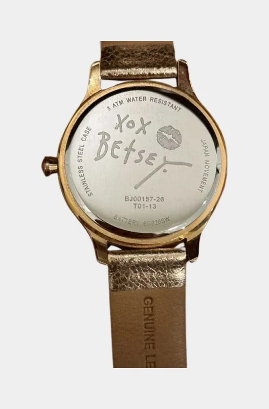 Rose Gold Leather Band Watch | RE:LUV sold by Betsey Johnson