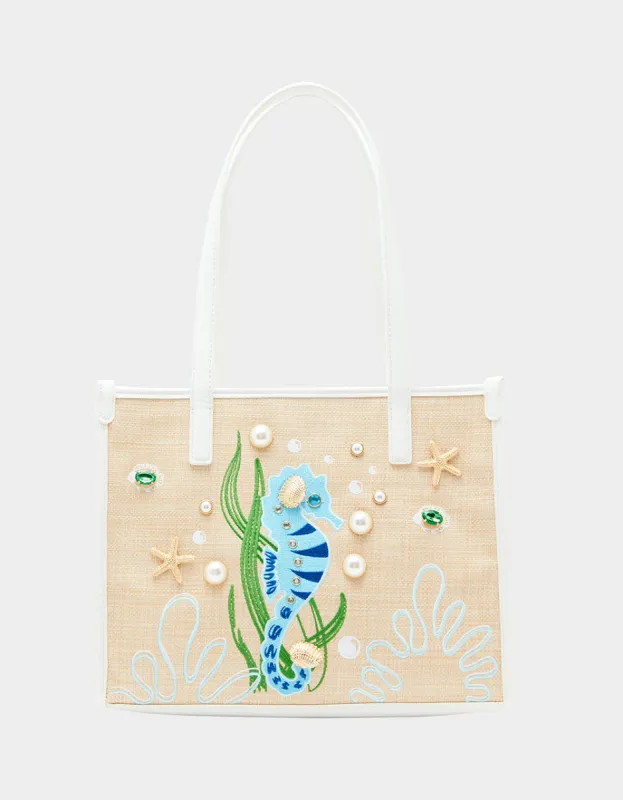HORSIN AROUND TOTE NATURAL sold by Betsey Johnson
