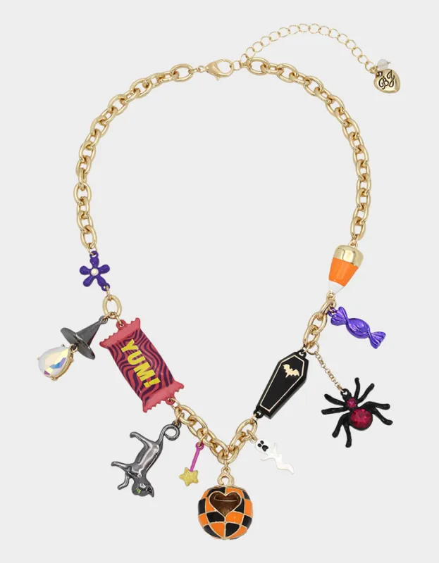 GHOUL FRIENDS HALLOWEEN CHARM NECKLACE MULTI sold by Betsey Johnson