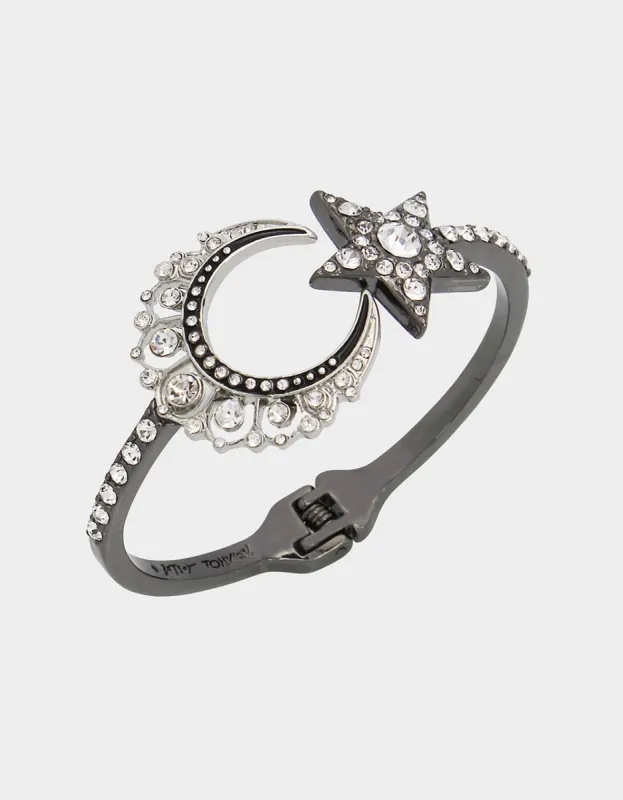 SHINE BRIGHT MOON STAR BANGLE RHINESTONE sold by Betsey Johnson