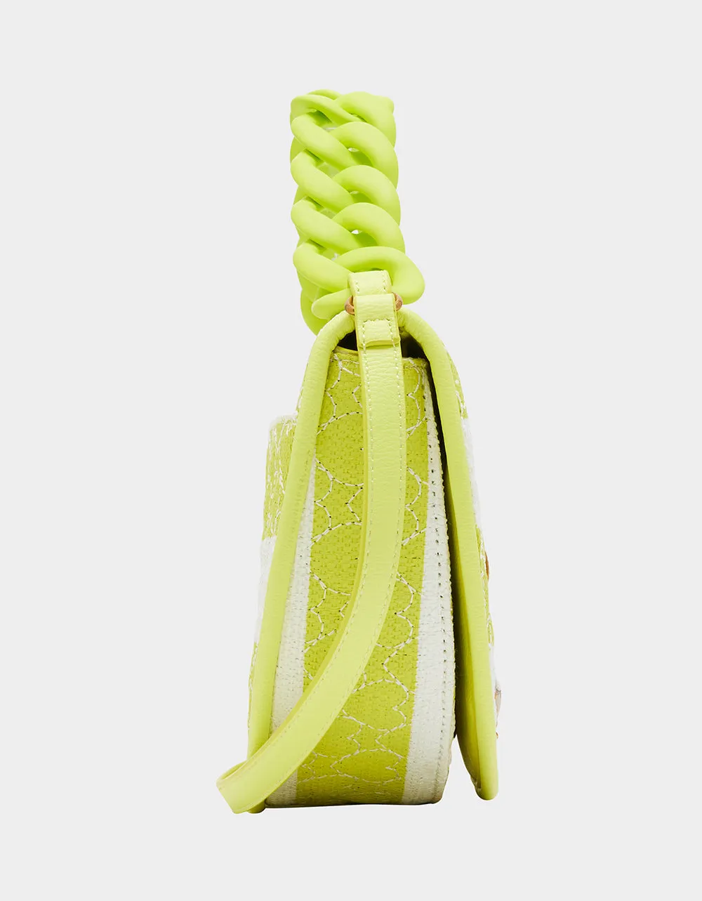 NAUTI-GAL HALF MOON RAFFIA FLAP CITRON sold by Betsey Johnson product image thumbnail 5