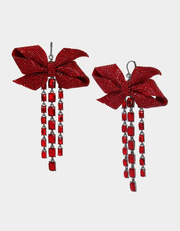 BETSEYS BOWS CRYSTAL DROP EARRINGS RED sold by Betsey Johnson