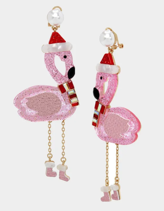 BETSEYS HOLIDAY FLAMINGO DROP EARRINGS PINK sold by Betsey Johnson