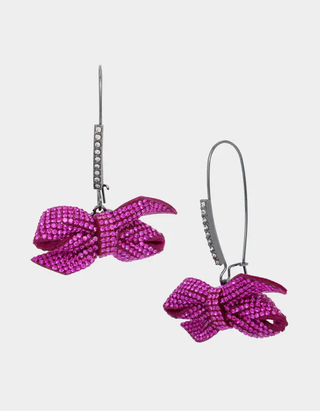 BETSEYS BOWS DROP EARRINGS PINK sold by Betsey Johnson