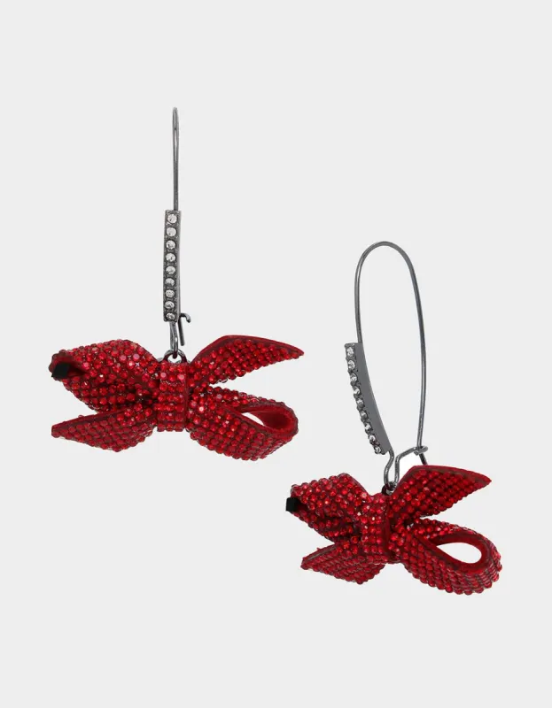 BETSEYS BOWS DROP EARRINGS RED sold by Betsey Johnson