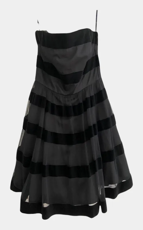 Black Strapless Party Dress with lace/black details | RE:LUV sold by Betsey Johnson