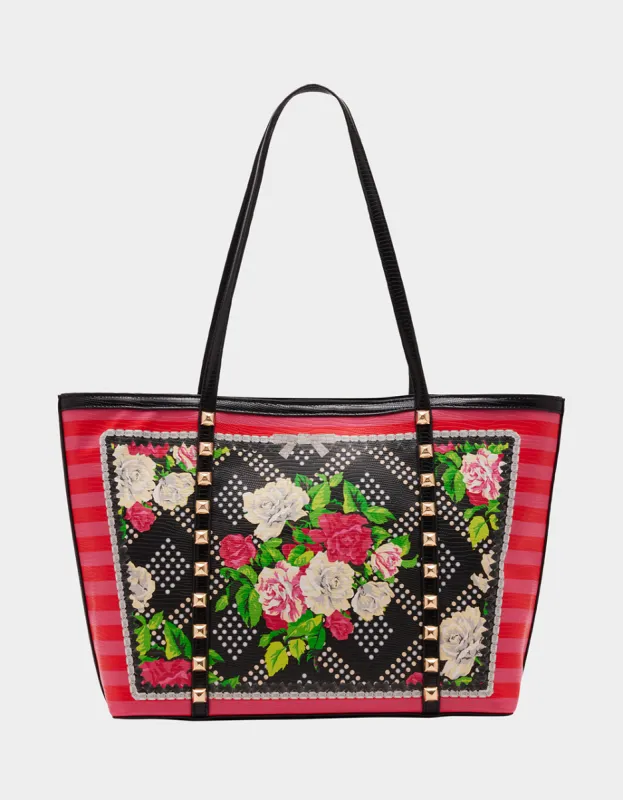 FLORAL STUD TOTE RED FLORAL sold by Betsey Johnson