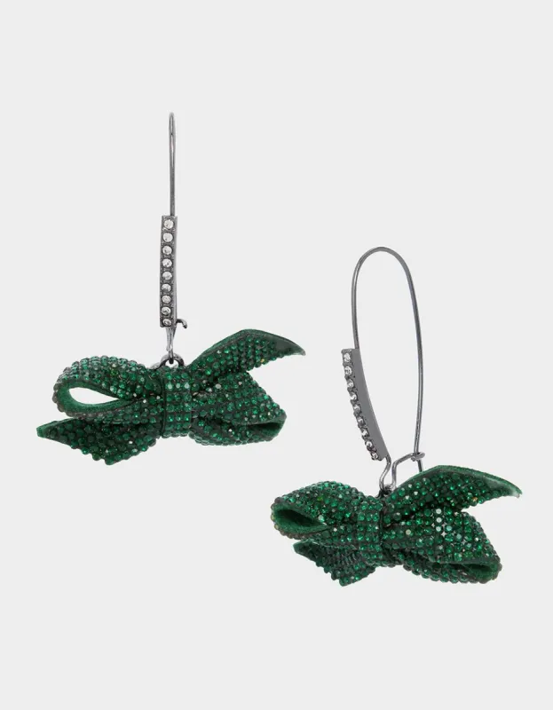 BETSEYS BOWS DROP EARRINGS GREEN sold by Betsey Johnson