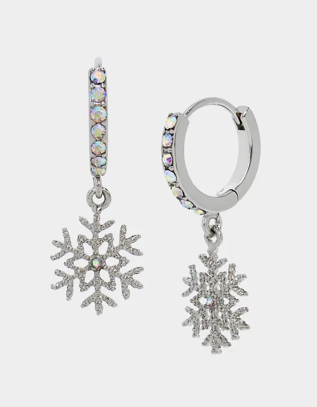BETSEYS HOLIDAY SNOWFLAKE HUGGIE EARRINGS RHINESTONE sold by Betsey Johnson