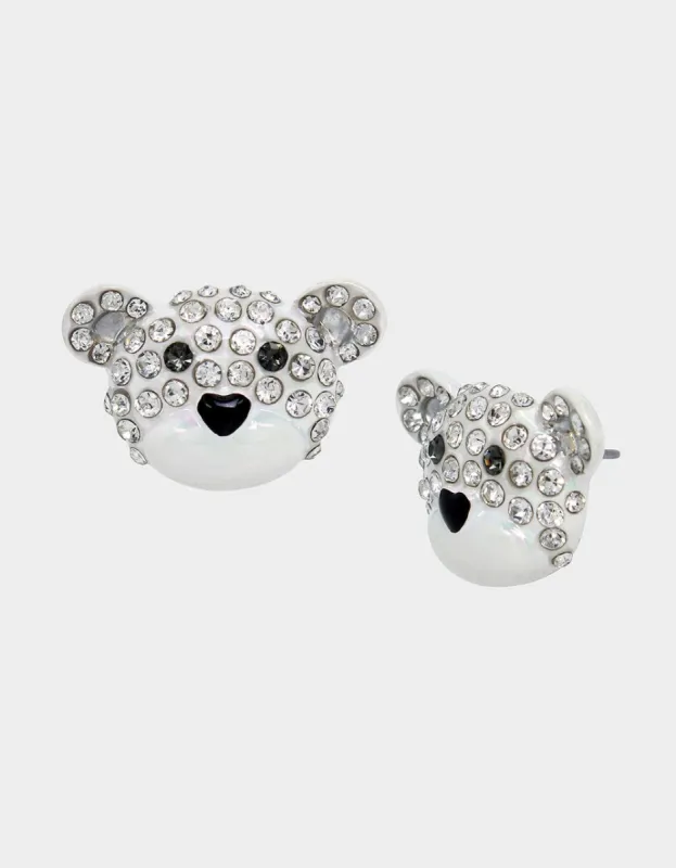 BETSEYS HOLIDAY BEAR STUDS WHITE sold by Betsey Johnson