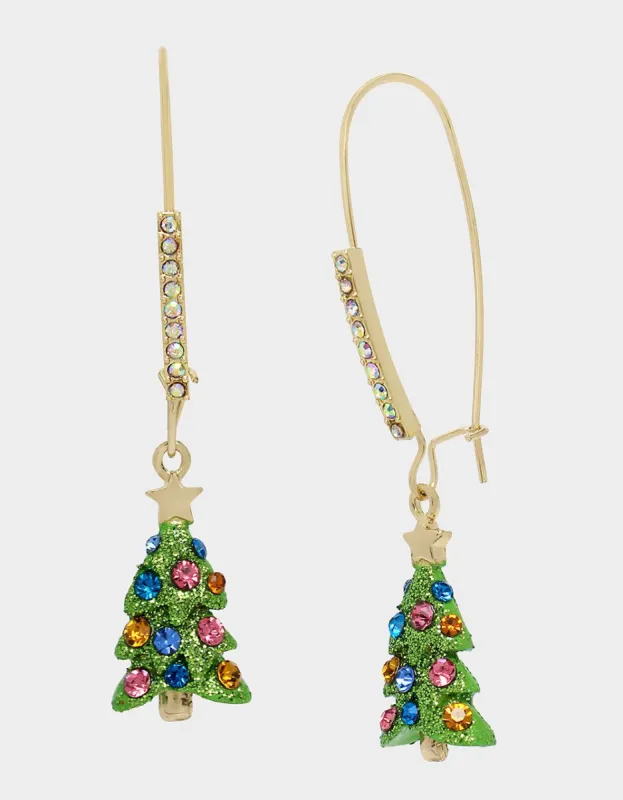 BETSEYS HOLIDAY TREE HOOK EARRINGS GREEN sold by Betsey Johnson