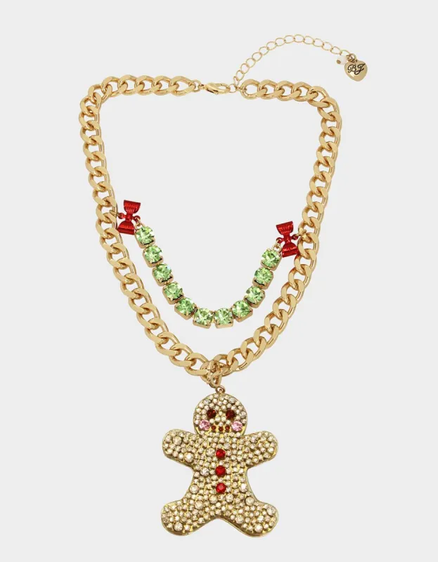 BETSEYS HOLIDAY GINGERBREAD NECKLACE BROWN sold by Betsey Johnson