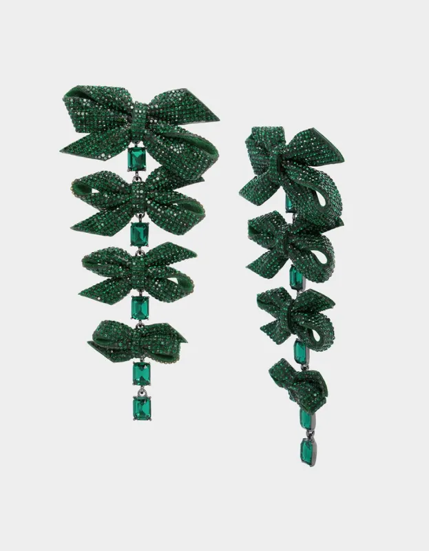 BETSEYS BOWS LINEAR EARRINGS GREEN sold by Betsey Johnson