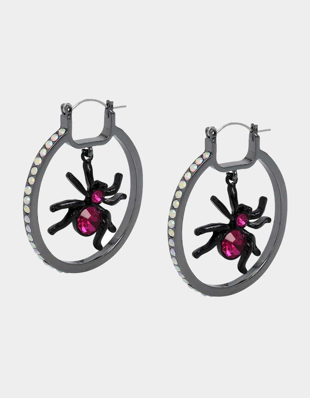 GHOUL FRIENDS SPIDER HOOP EARRINGS PINK sold by Betsey Johnson