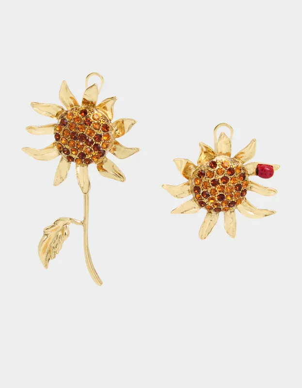 ITS FALL YALL SUNFLOWER MISMATCH EARRINGS GOLD sold by Betsey Johnson