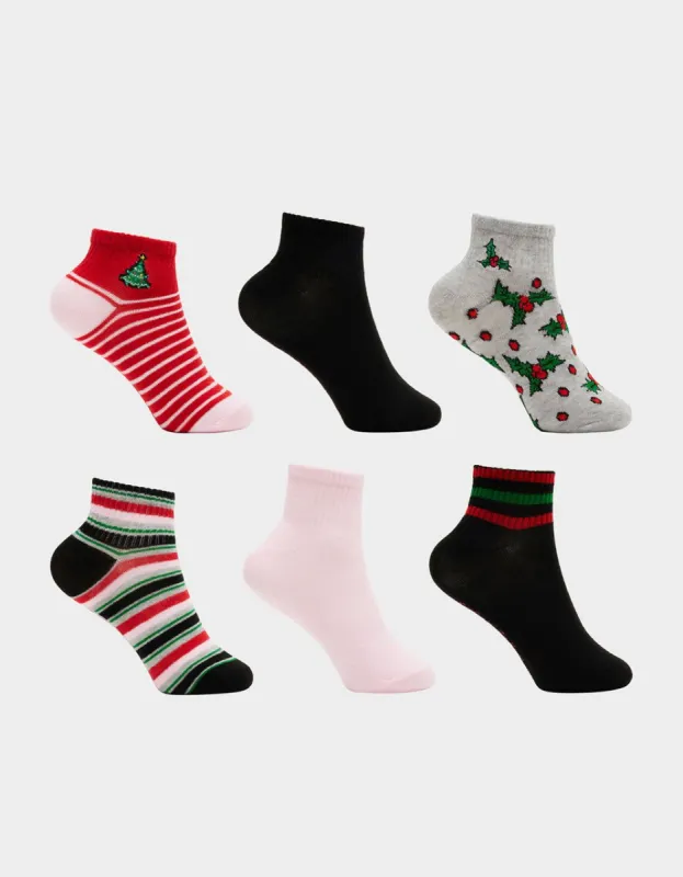 UNDER THE MISTLETOE CREW SIX PACK MULTI sold by Betsey Johnson