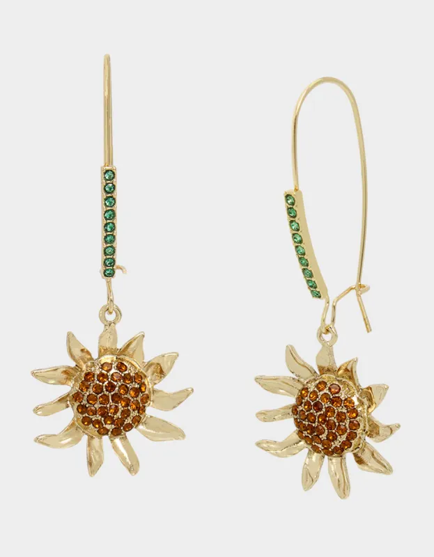 ITS FALL YALL SUNFLOWER HOOK EARRINGS GOLD sold by Betsey Johnson