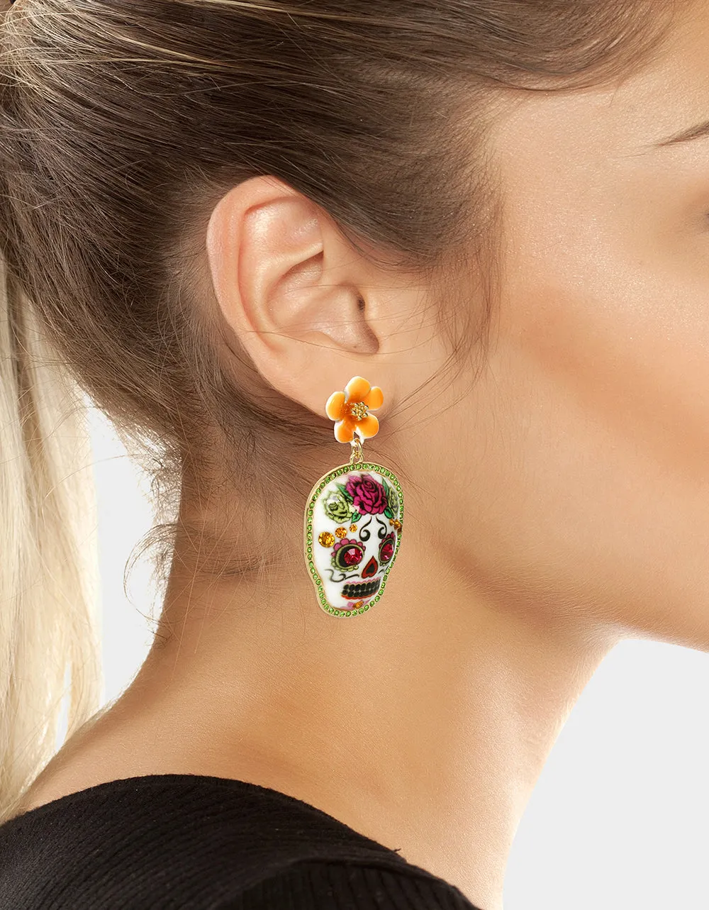 HOLA TO LOVE SKULL DROP EARRINGS MULTI sold by Betsey Johnson product image thumbnail 3