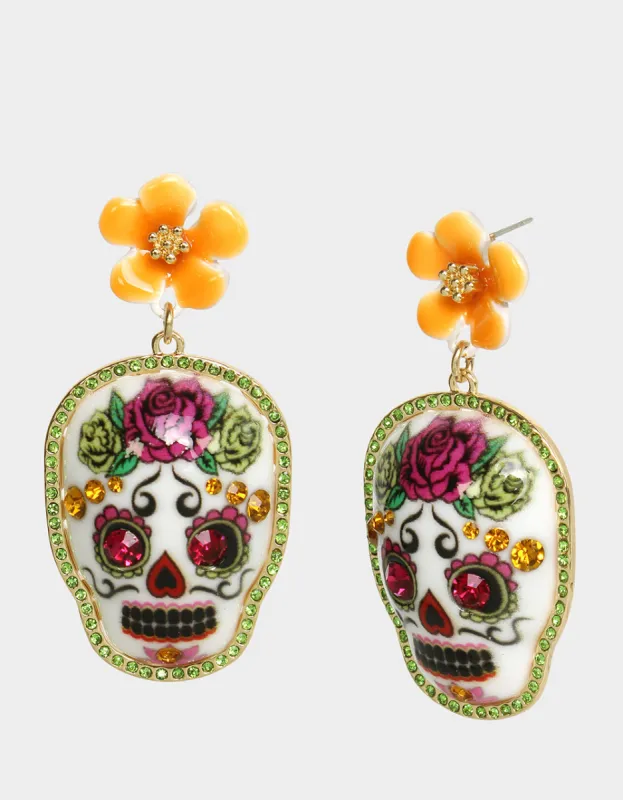 HOLA TO LOVE SKULL DROP EARRINGS MULTI sold by Betsey Johnson