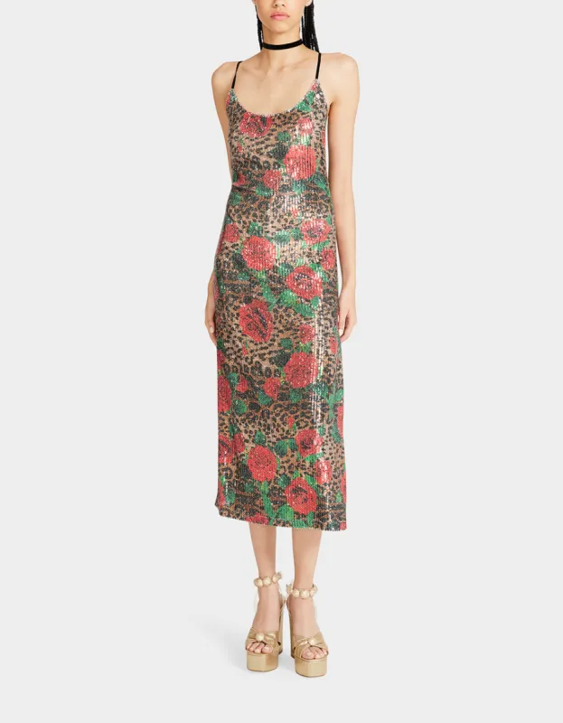 NAOMI MIDI DRESS LEOPARD MULTI sold by Betsey Johnson