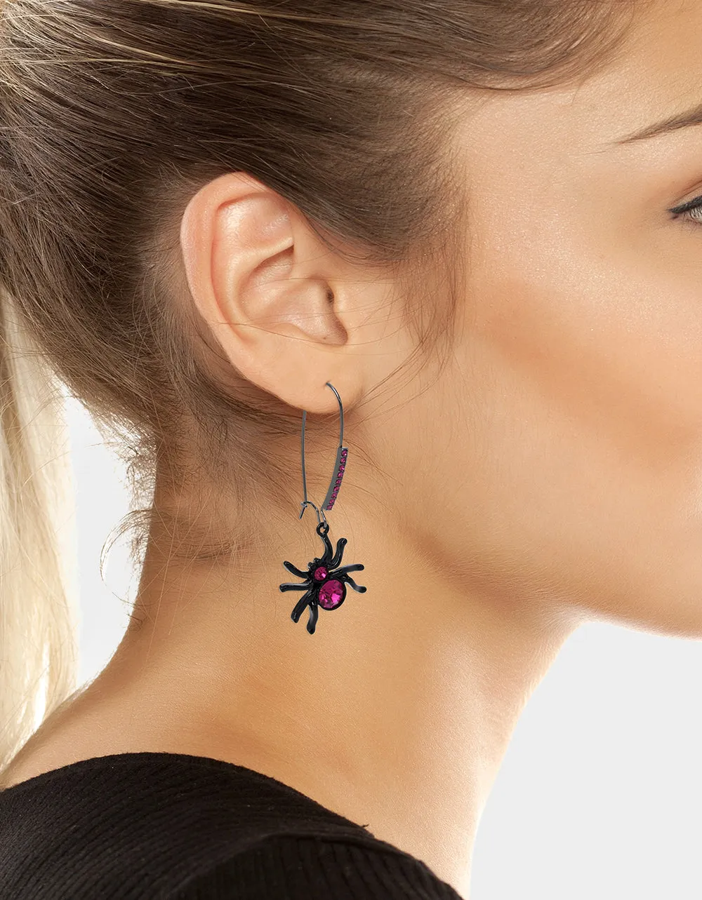 GHOUL FRIENDS SPIDER AND WEB HOOK EARRINGS PINK sold by Betsey Johnson product image thumbnail 4