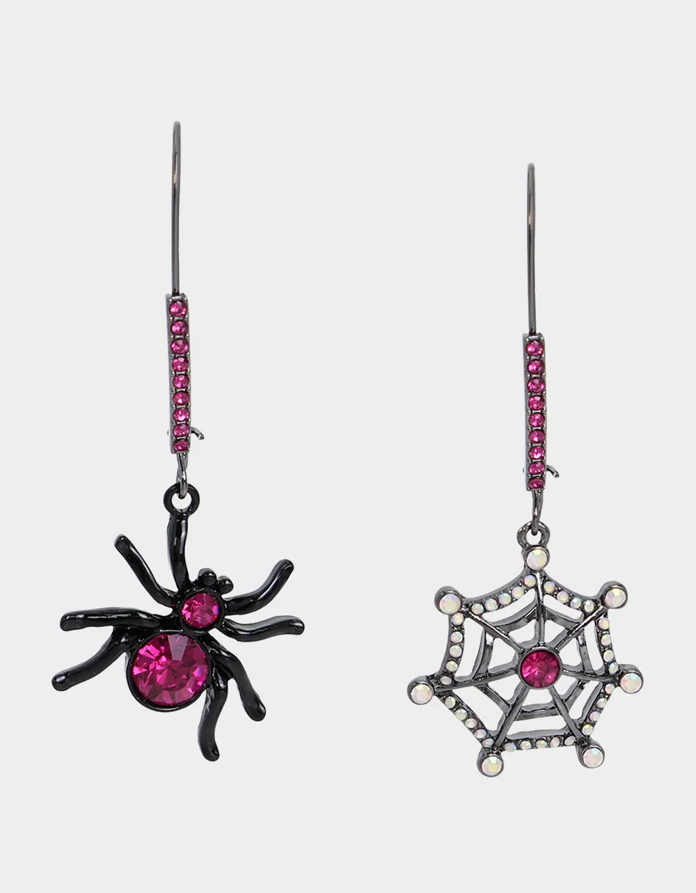 GHOUL FRIENDS SPIDER AND WEB HOOK EARRINGS PINK sold by Betsey Johnson