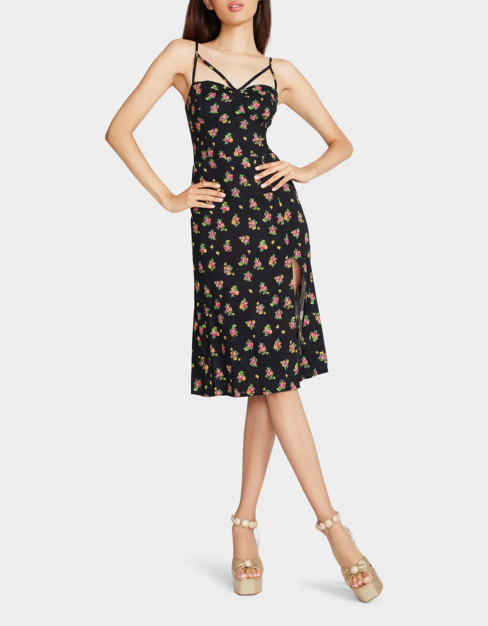MADELINE MIDI DRESS BLACK MULTI sold by Betsey Johnson product image thumbnail 5