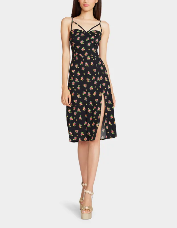 MADELINE MIDI DRESS BLACK MULTI sold by Betsey Johnson
