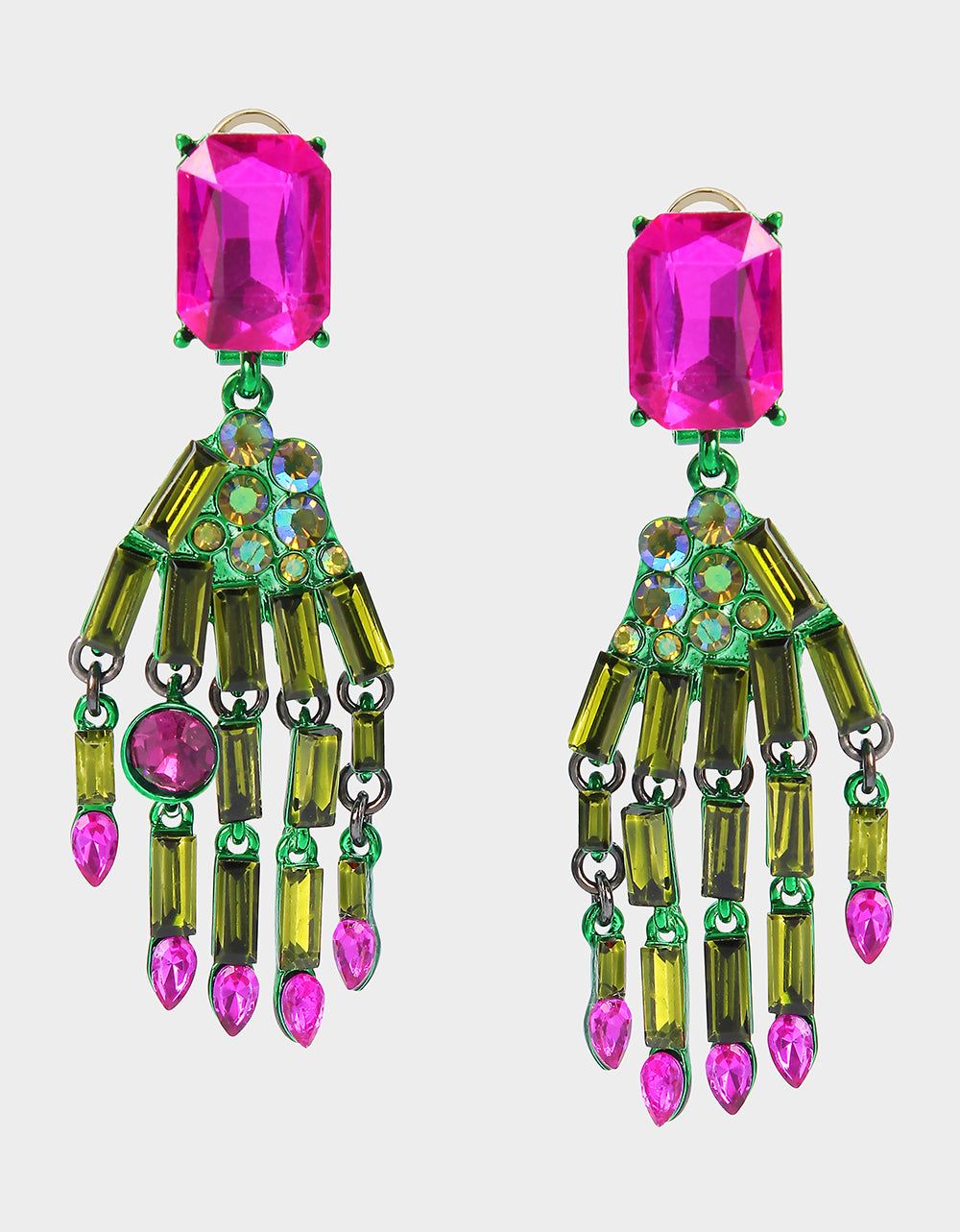 RICH WITCH HANGING HANDS EARRINGS GREEN sold by Betsey Johnson