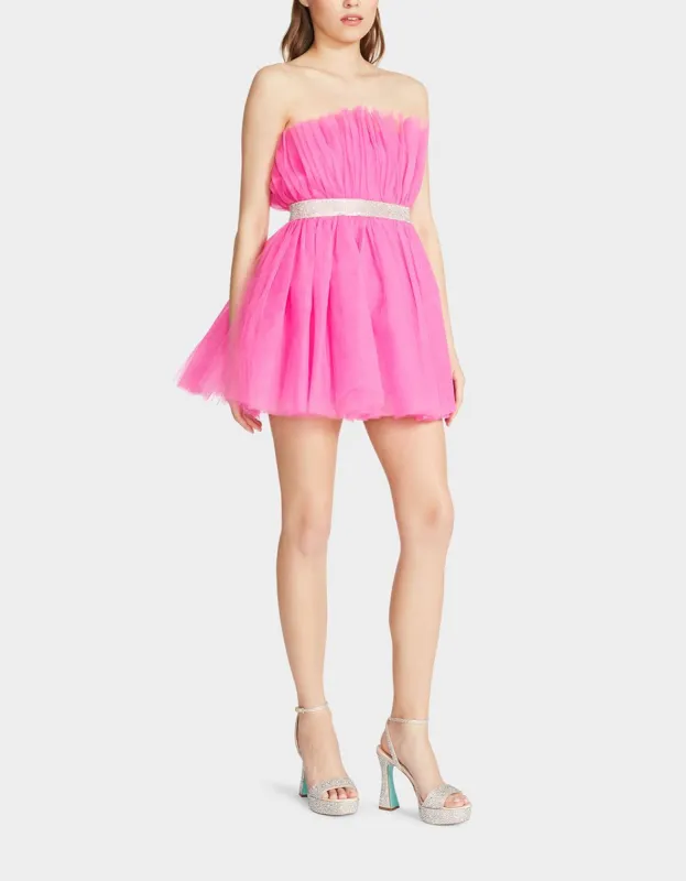 SHOWSTOPPER TULLE MINI DRESS HOT PINK | RE:LUV sold by Betsey Johnson