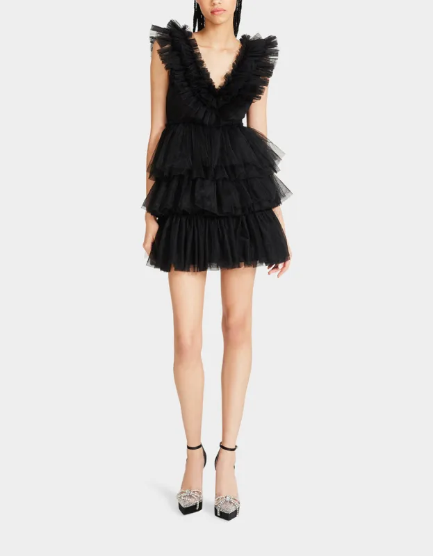 BETSEYS TIERED TULLE DRESS BLACK sold by Betsey Johnson