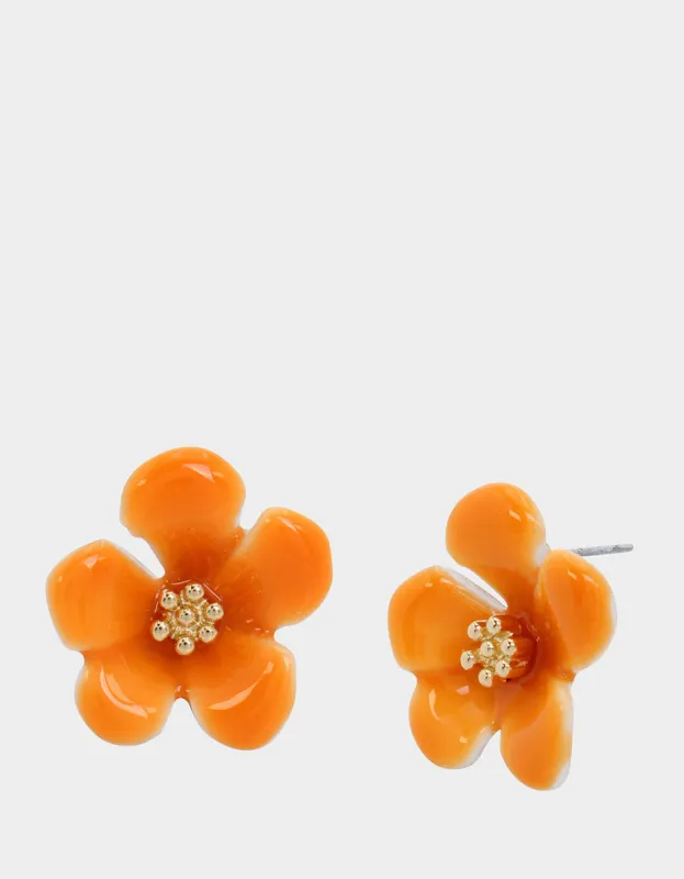 HOLA TO LOVE FLOWER STUDS ORANGE sold by Betsey Johnson