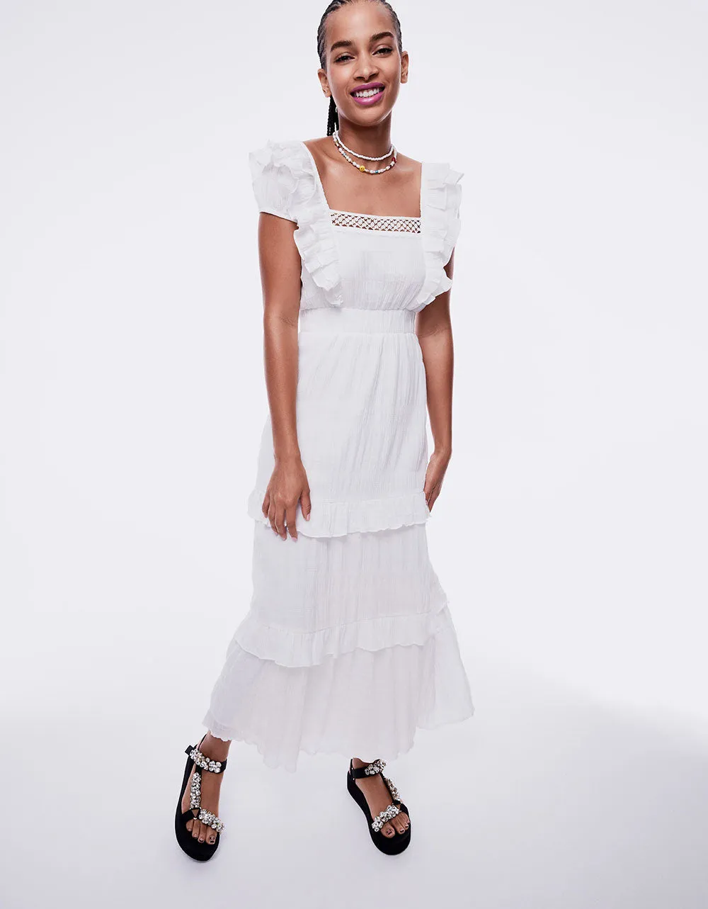 LOVELY LAYERS MAXI DRESS WHITE sold by Betsey Johnson product image thumbnail 4