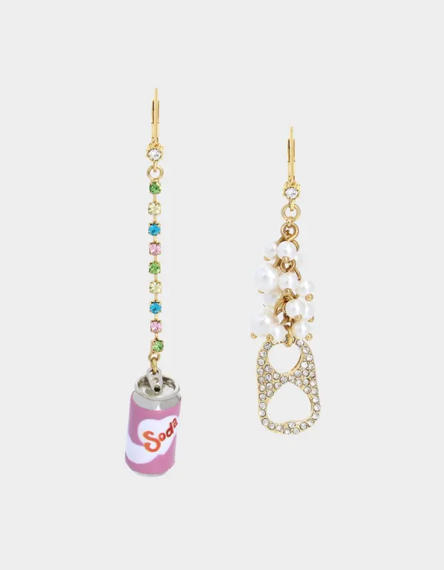 SUGAR RUSH MISMATCH SODA EARRINGS PINK sold by Betsey Johnson