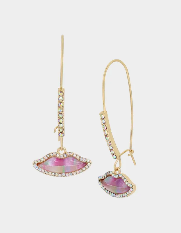 SUGAR RUSH LIP HOOK EARRINGS PINK sold by Betsey Johnson