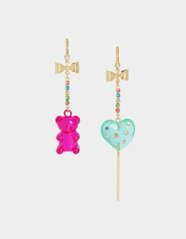 SUGAR RUSH MISMATCH BEAR EARRINGS MULTI sold by Betsey Johnson