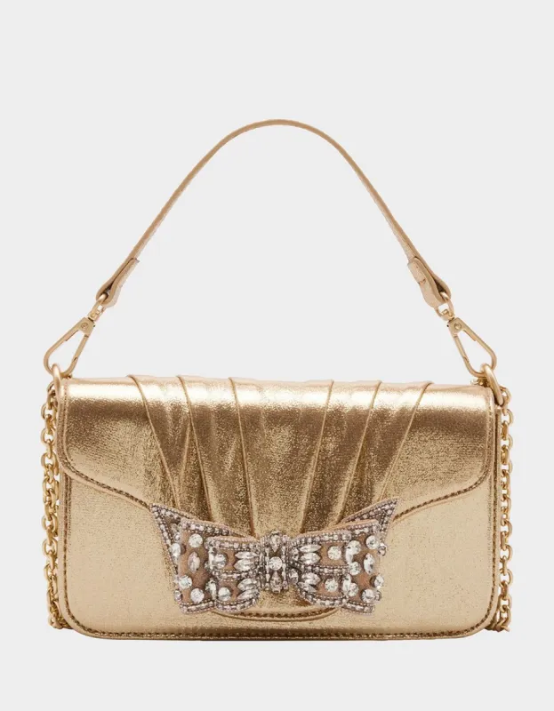 3D BOW FLAP BAG GOLD sold by Betsey Johnson